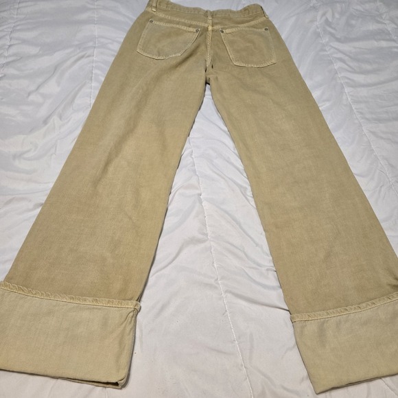 Zara High Wasted Cuffed Wide Leg Taupe Tan Jeans 6045/038 Size 6 - Picture 8 of 9